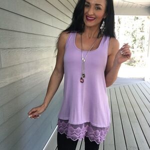 New Light purple lace trim tunic in multiple sizes